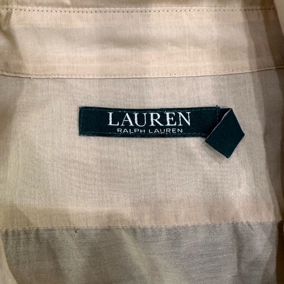 Lauren Ralph Lauren Silk Blend Beige Button-Up Shirt with Pockets Medium - Picture 5 of 6